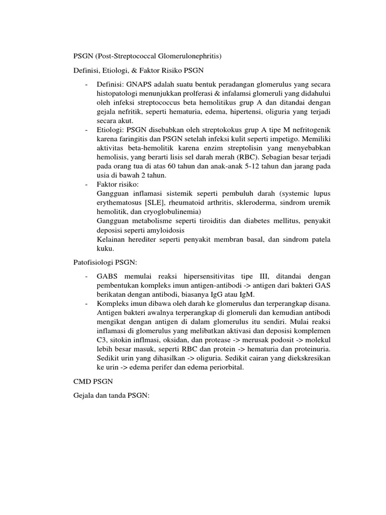 Definisi dan Faktor Risiko PSGN | PDF
