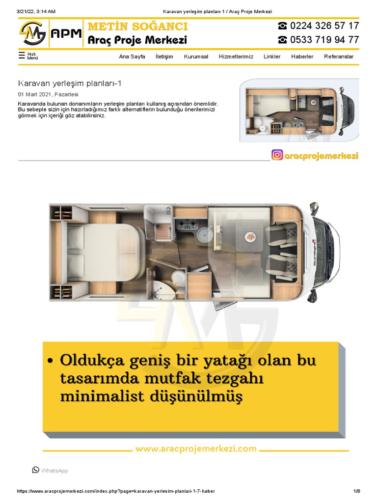 Karavan Yerleşim Planları-1 - Araç Proje Merkezi | PDF
