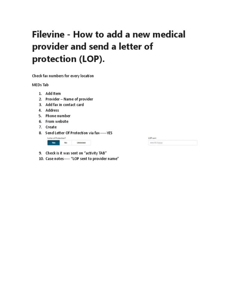 Adding Medical Providers and LOPs | PDF