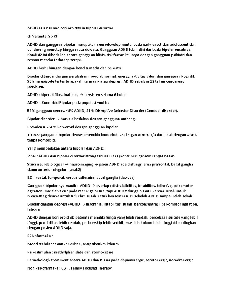 ADHD As A Risk and Comorbidity in Bipolar Disorder | PDF | Sains ...