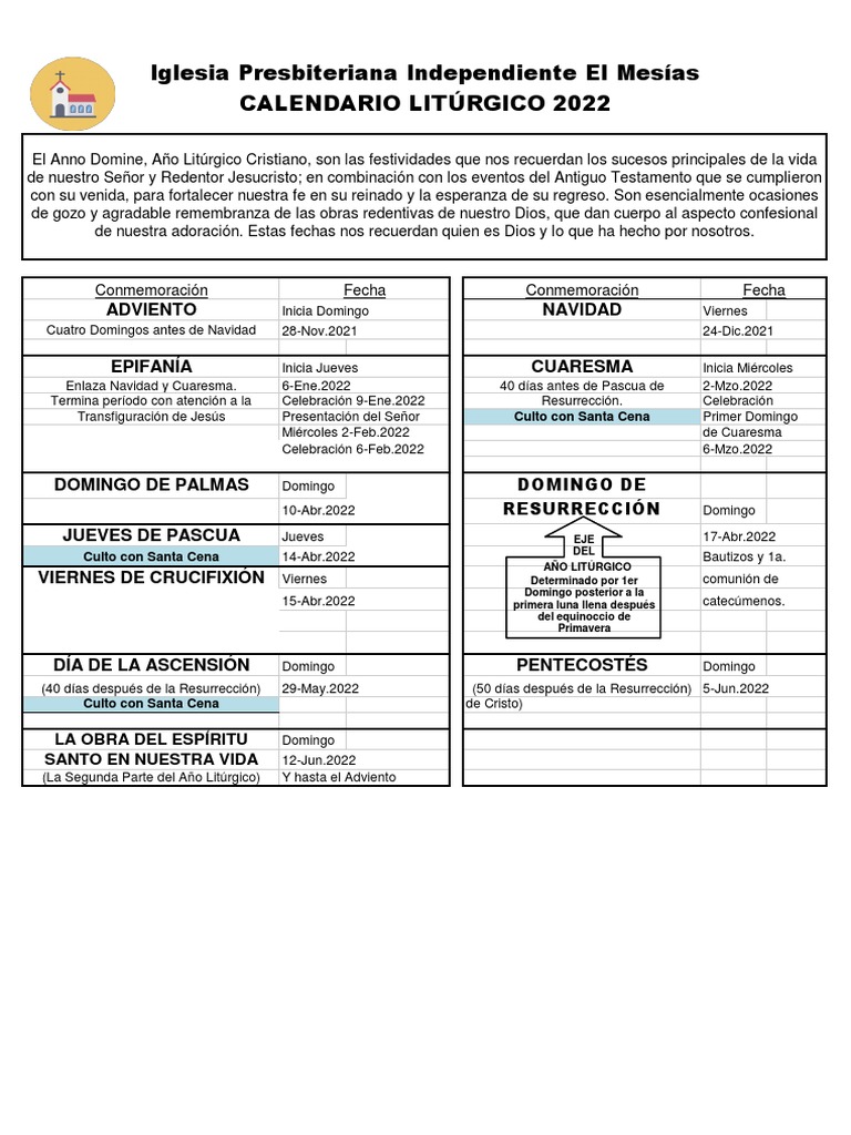 Calendario Liturgico | PDF | Año litúrgico | Pascua de Resurrección