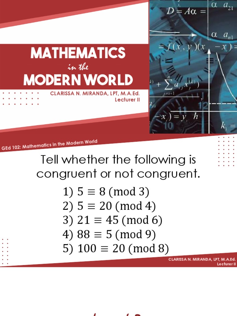 Module 4.2 Operation On Modular Arithmetic | PDF