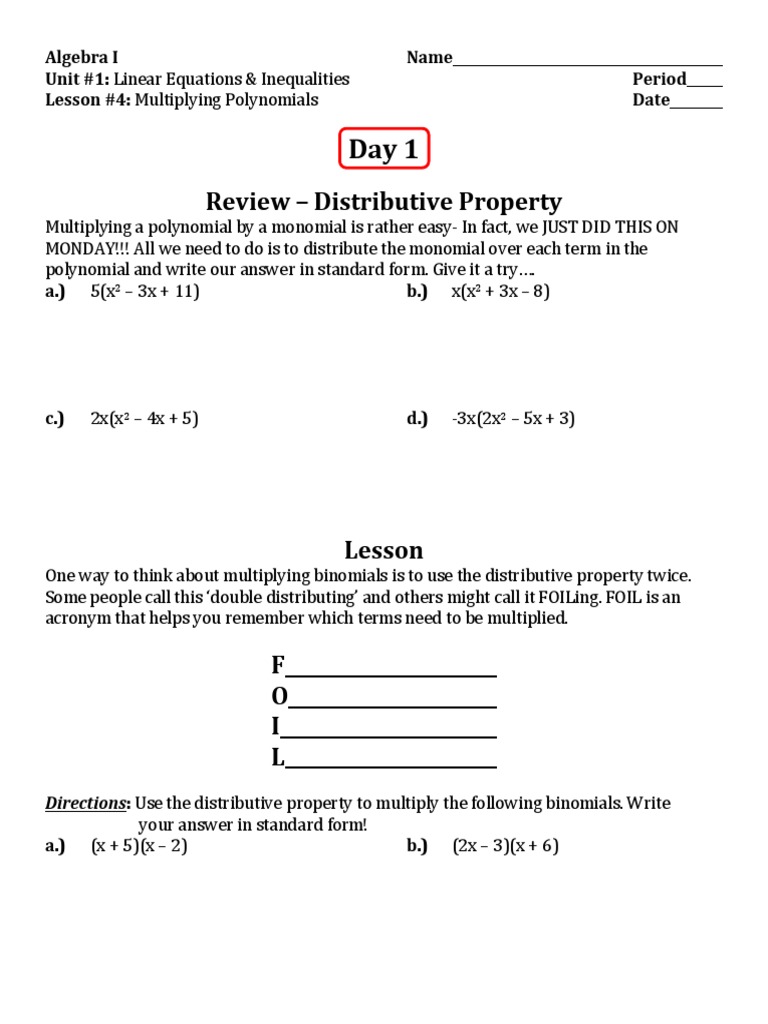 Guided Notes on Multiplying Polynomials | PDF | Polynomial ...