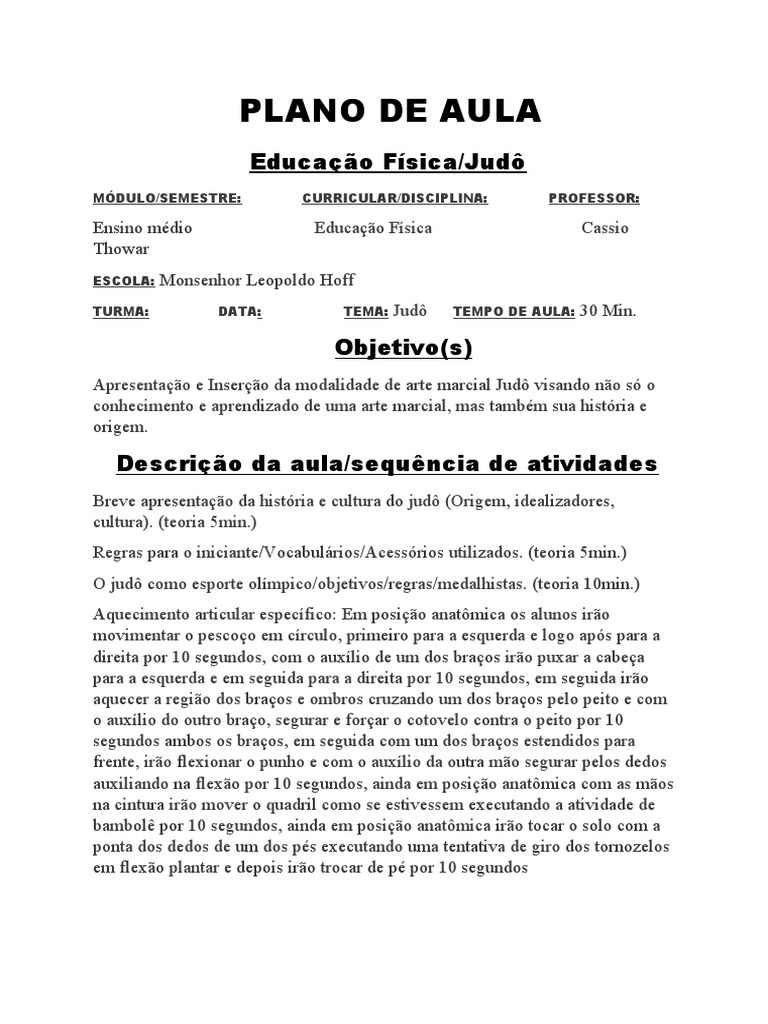 Aula de Introdução ao Judô | PDF | Judô