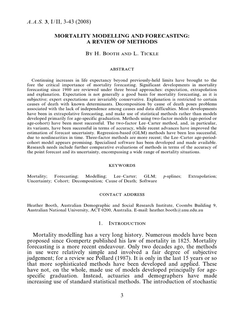 Mortality Modelling and Forecasting | PDF | Forecasting | Time Series
