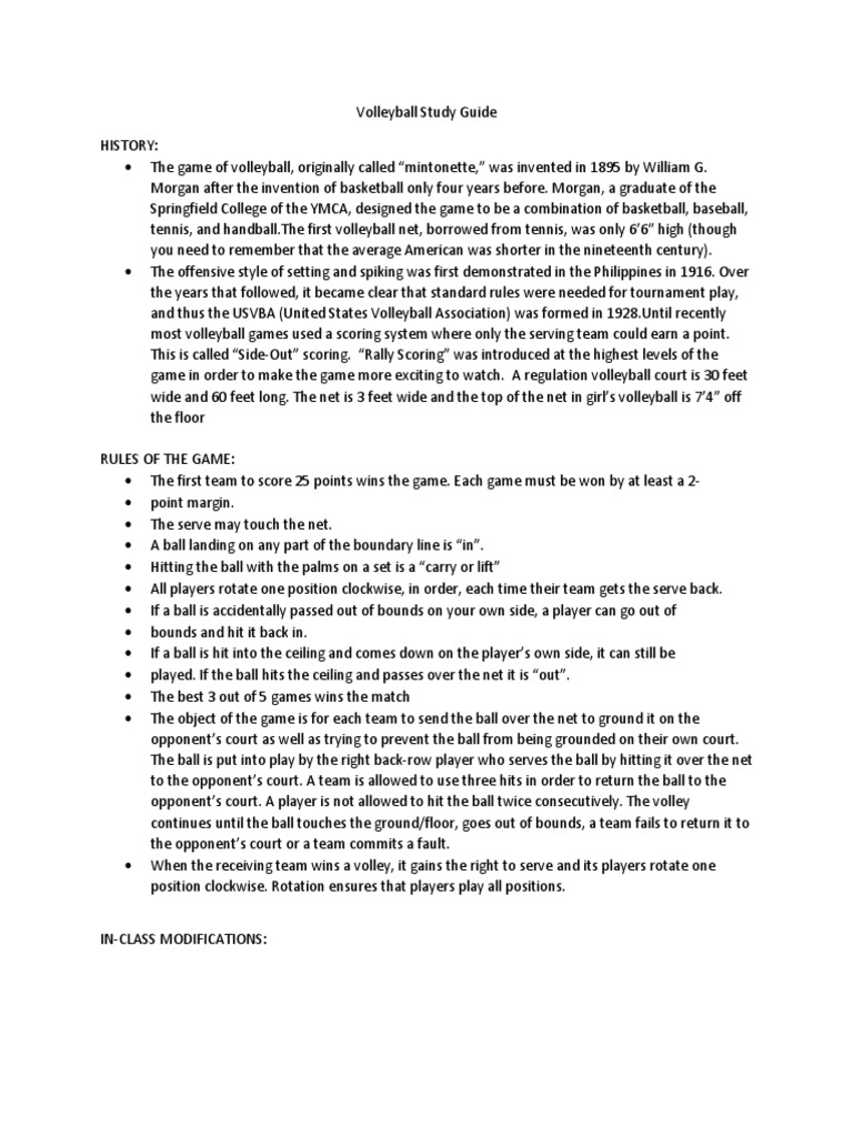 Volleyball PDF Volleyball Rules