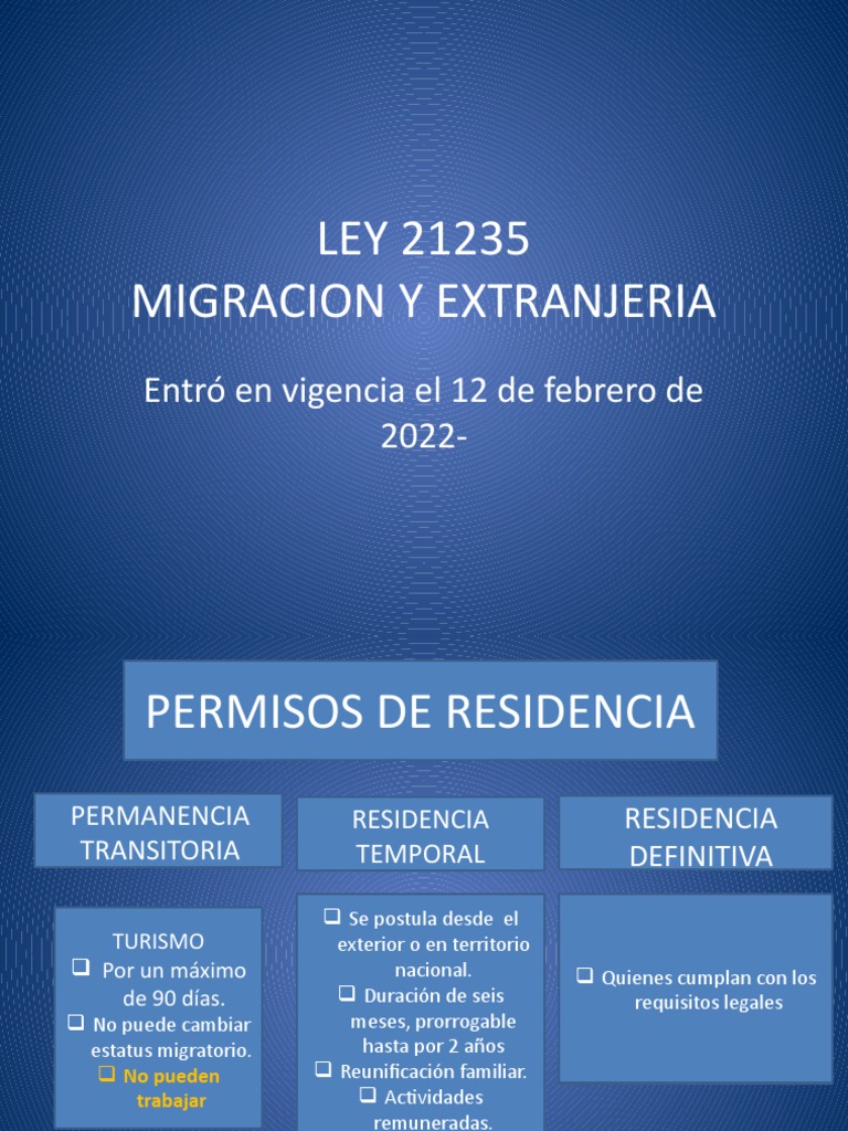 Ley 21235 de Migración y Extranjeria | PDF | Chile