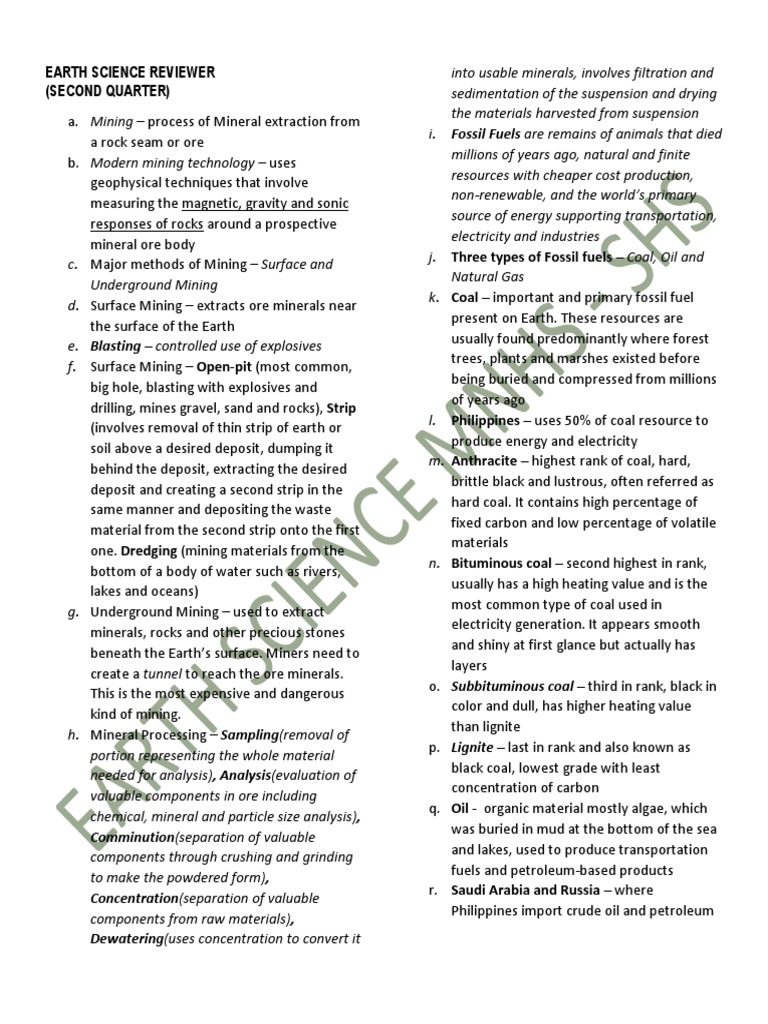 Earth Science Reviewer Quarter 2 | PDF | Geothermal Energy | Water
