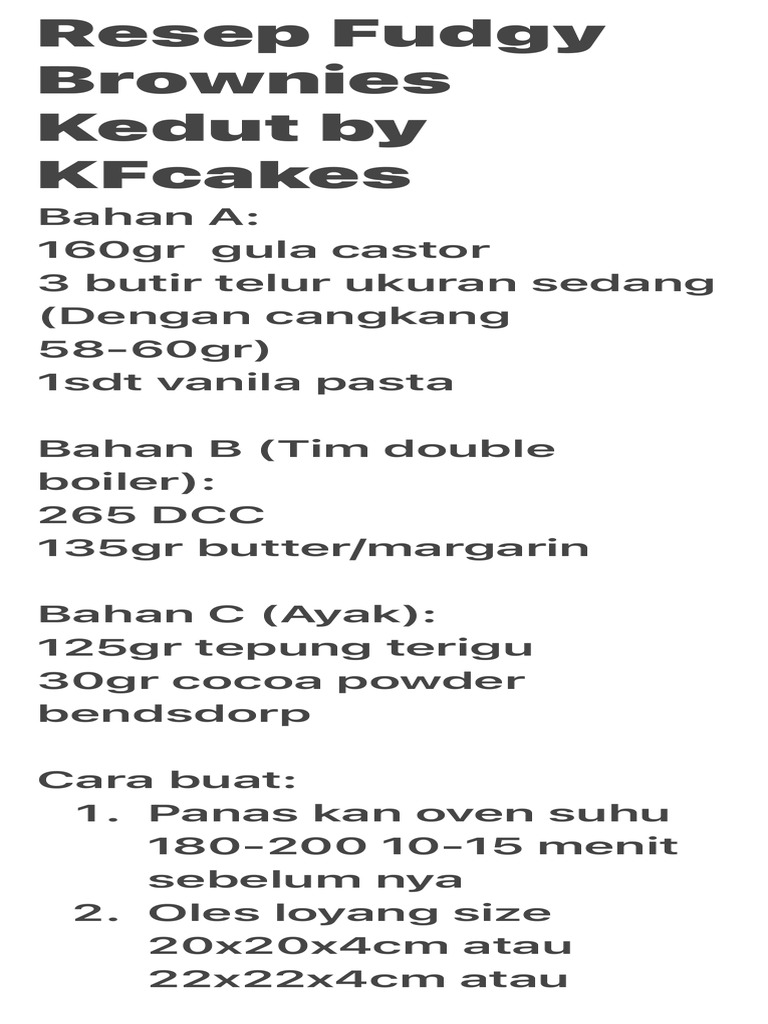 Resep Fudgy Brownies Kedut by KFcakes PDF