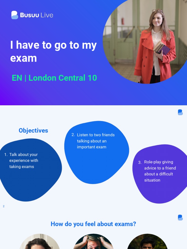 Busuu+Live+Lesson+31+ (I+Have+to+Go+to+My+Exam) + +en+a2+ +student+ | PDF