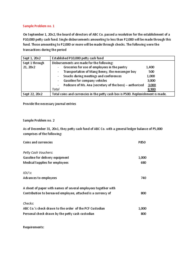 Petty Cash Fund Management Examples | PDF