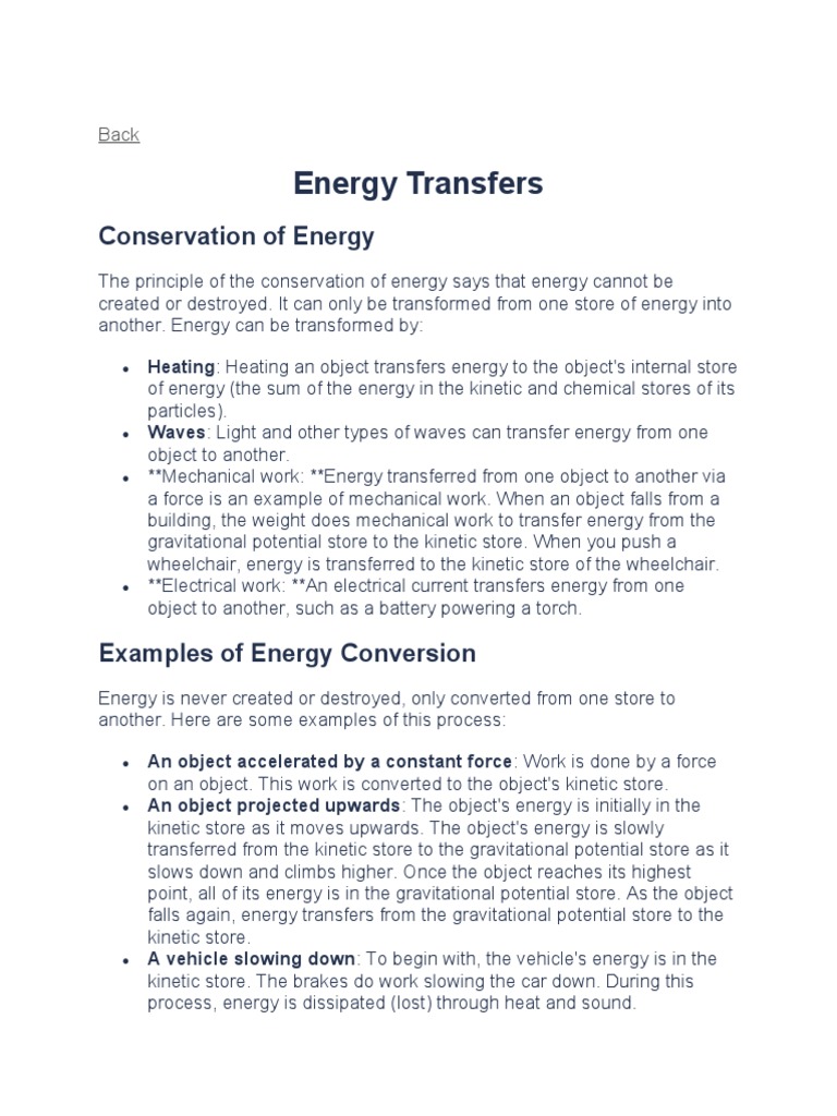 Energy Transfer and Conservation Explained | PDF | Heat Transfer ...