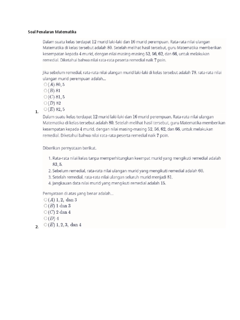 Soal Penalaran Matematika Pdf