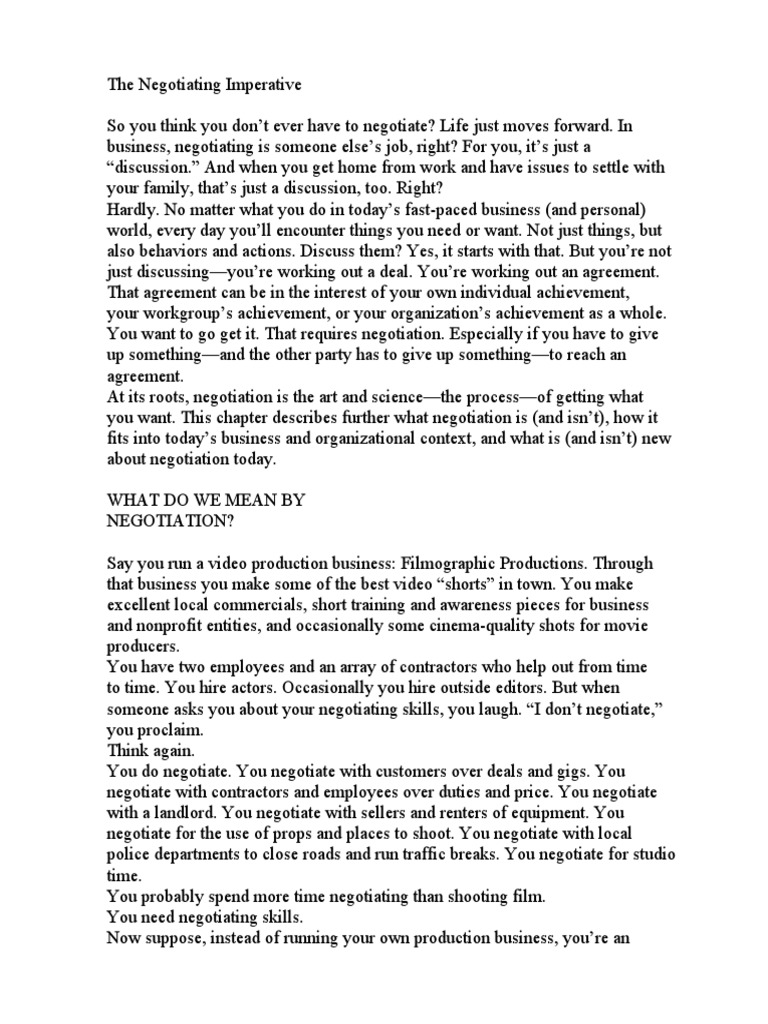 What Is Negotiation Pdf Negotiation Psychological Concepts