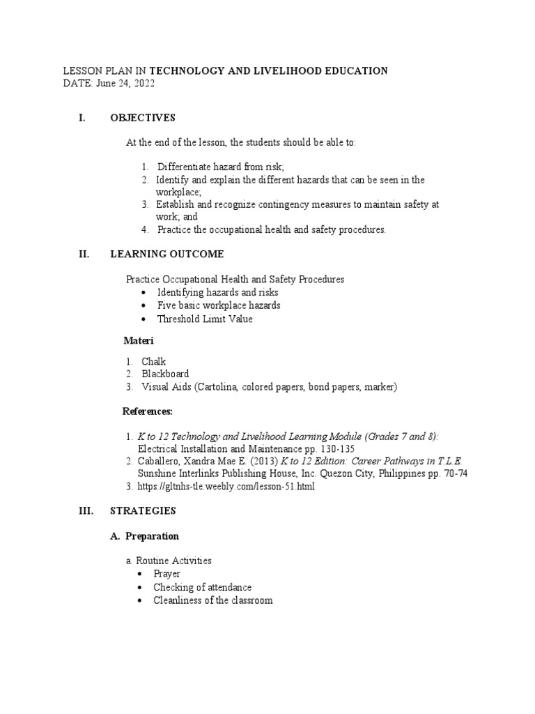 Identifying Workplace Hazards in TLE | PDF | Hazards | Occupational ...