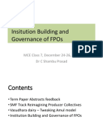 Governance and institution building of farmer producer organizations
