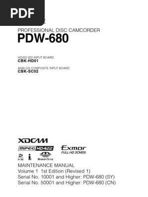 Professional Disc Camcorder: CBK-HD01 CBK-SC02 | PDF