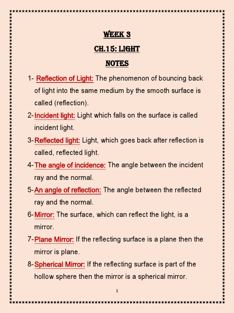 W3. VL, G8, Light Notes | PDF