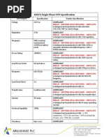 10KVA Single Phase UPS Specification