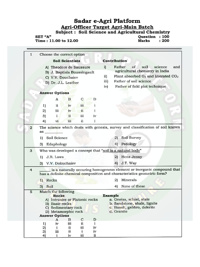 Agri Mains Soil Science Sample Test Paper II - Watermarked | PDF