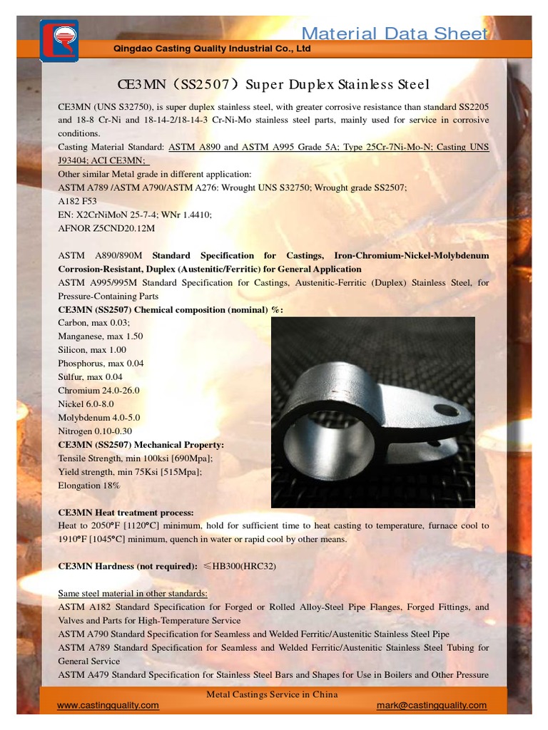 Super Duplex Stainless Steel CE3MN Data | PDF | Stainless Steel | Steel