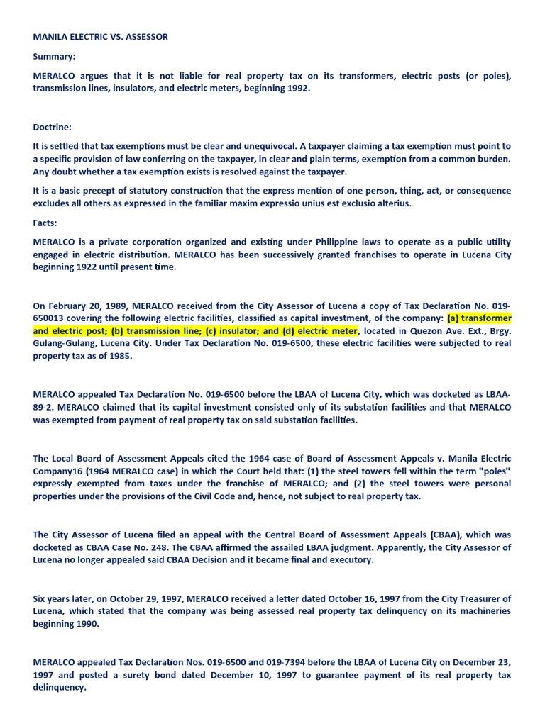 Property Law Case Digest PDF Estoppel Property Tax