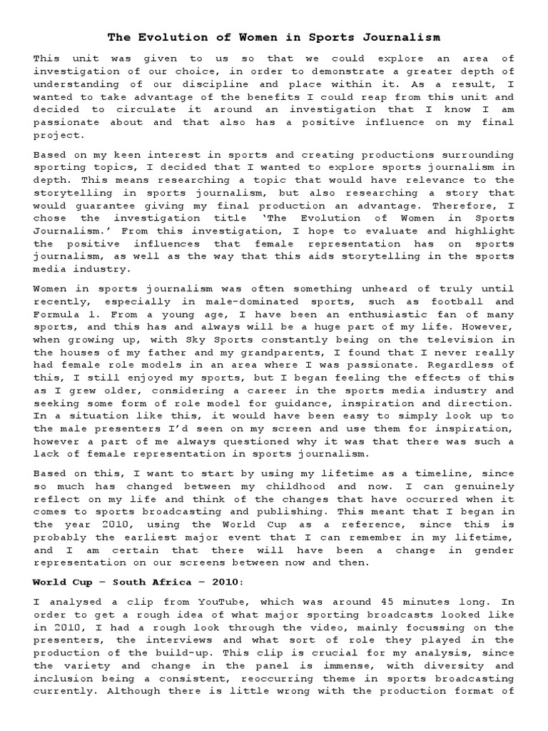 The Evolution of Women in Sports Journalism PDF Journalism Bbc