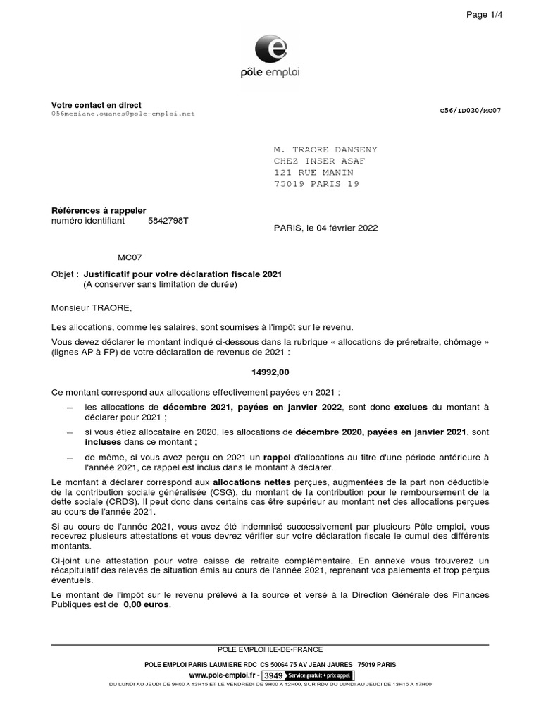 D claration fiscale annuelle pdf emploi imp ts