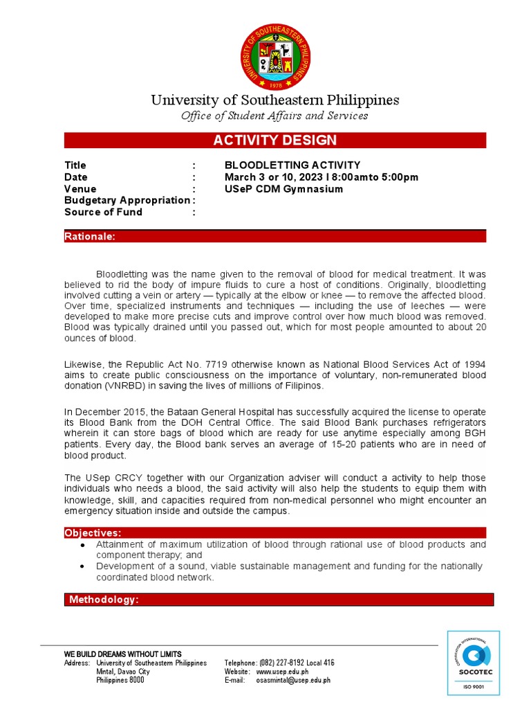 Activity Design Bloodletting | PDF | Blood | Medical Specialties