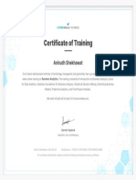 Business Analytics Training - Certificate of Completion