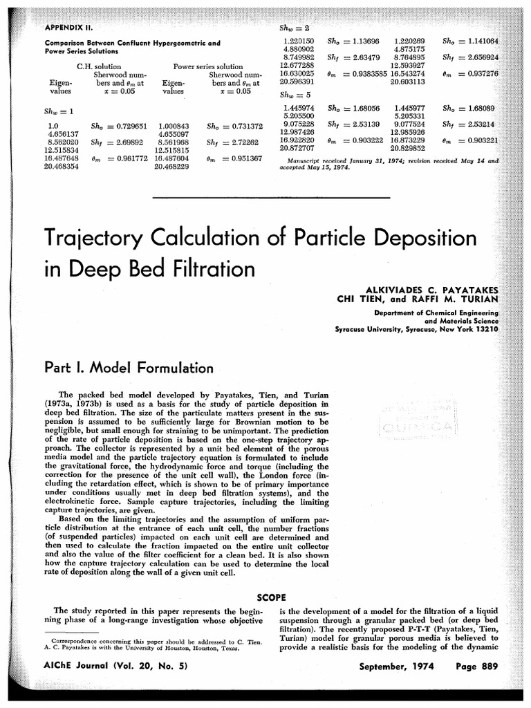 AIChE J (1974) 20 889-900 | PDF | Filtration | Force