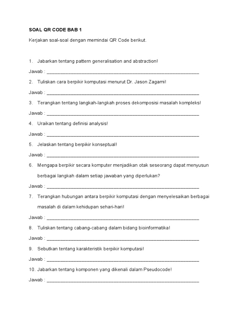 Soal QR Code: Berpikir Komputasi | PDF