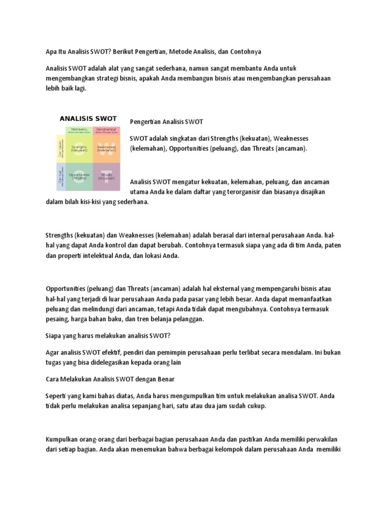 Analisa Swot | PDF