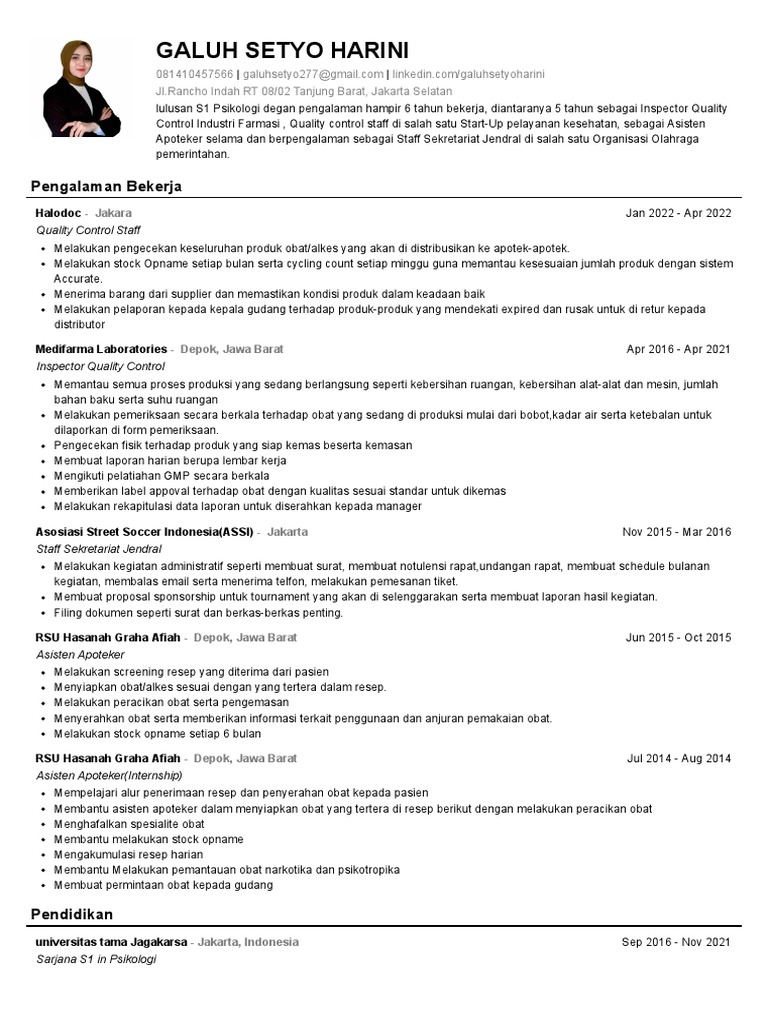 Profil Profesional Galuh Setyo | PDF | Kesehatan Holistik