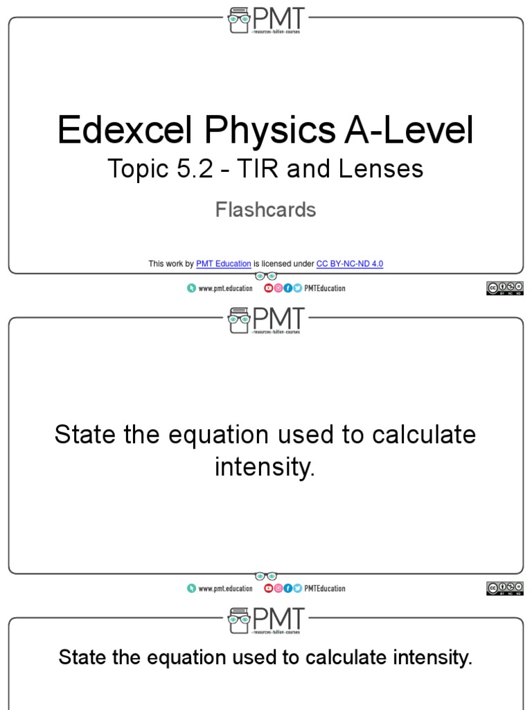 Flashcards Topic 5.2 TIR and Lenses Edexcel Physics ALevel PDF