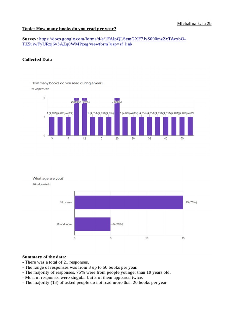 How Many Books Do You Read?Survey PDF