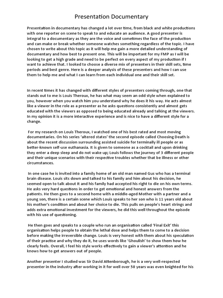 Presentation in Documentary Essay PDF