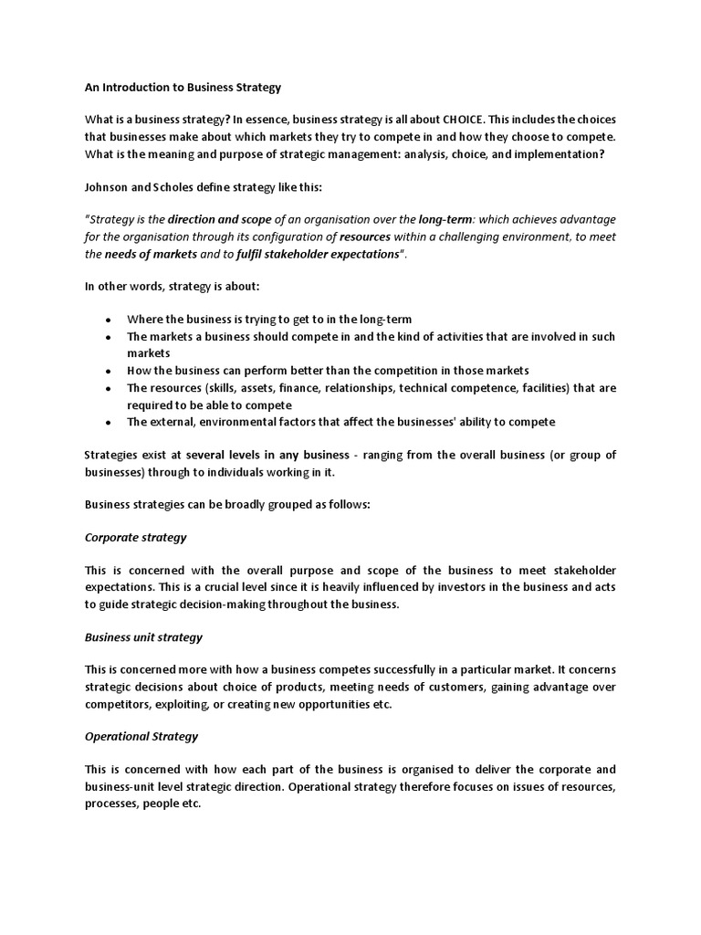 Business Strategy A Level | PDF | Strategic Management | Scenario Planning