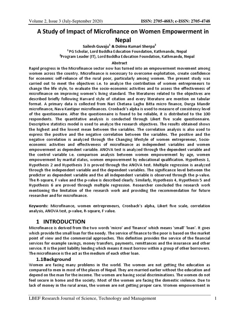 Impact of Microfinance on Women's Empowerment | PDF | Microfinance ...