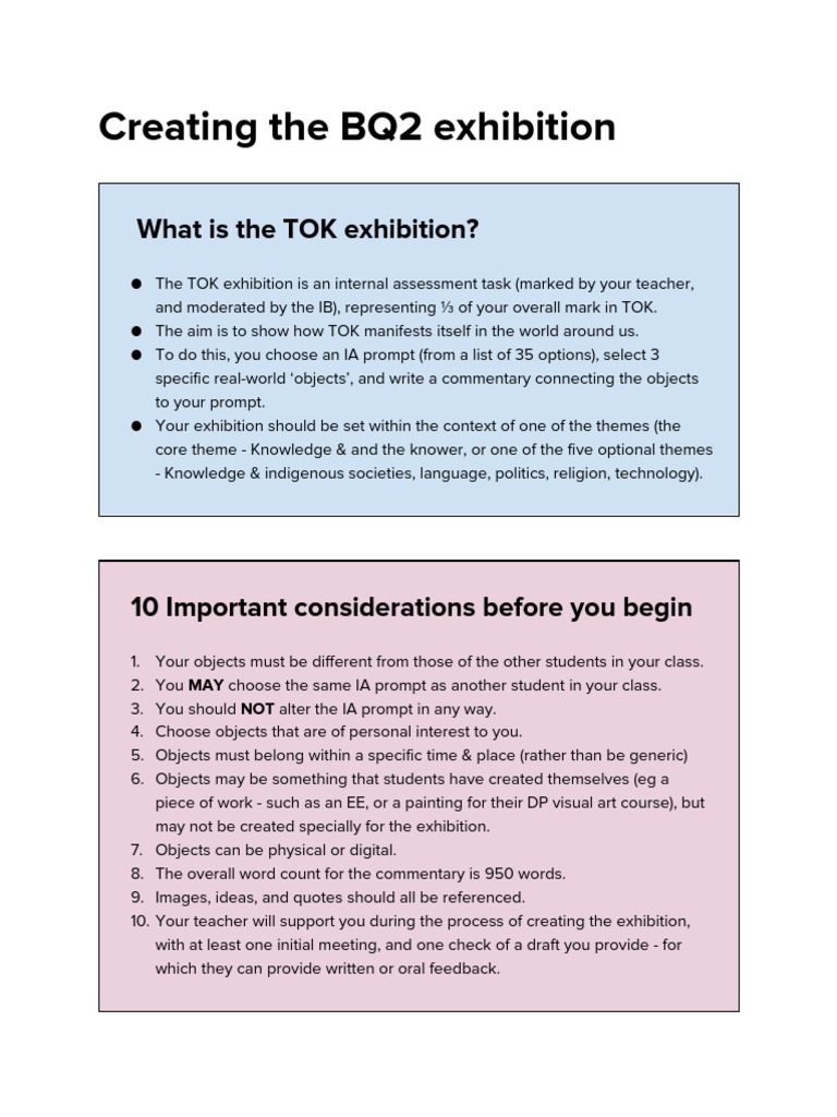 TOK Exhibition Word Count Guidelines | PDF | Cognition