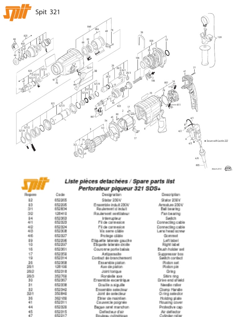 Pièces Détachées Perforateur Spit 321 | PDF | Biens manufacturés