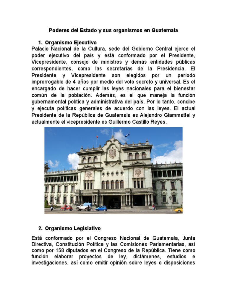 Poderes y Organismos del Estado en Guatemala | PDF | Gobernancia | Justicia