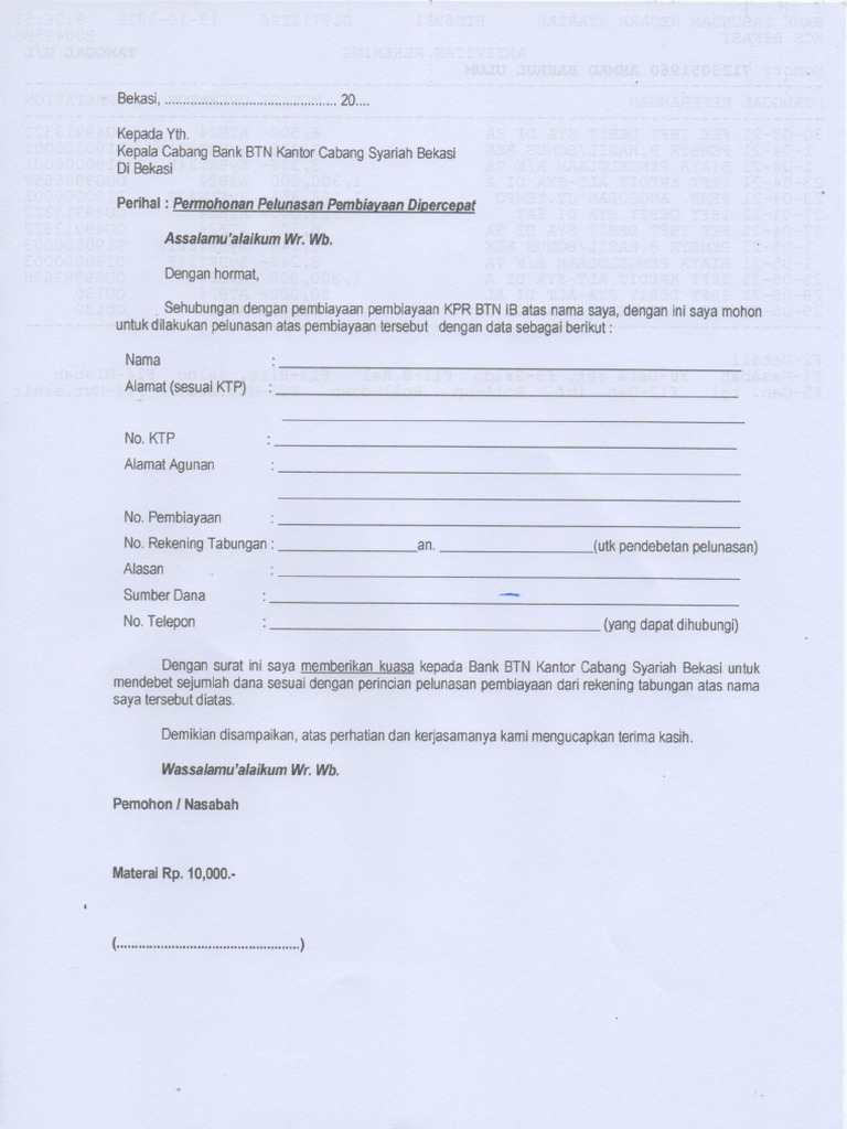 Formulir Pelunasan KPR PDF