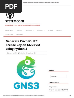 425046764 Generate Cisco IOURC License Key on GNS3 VM Using Python 3 SYSTEMCONF