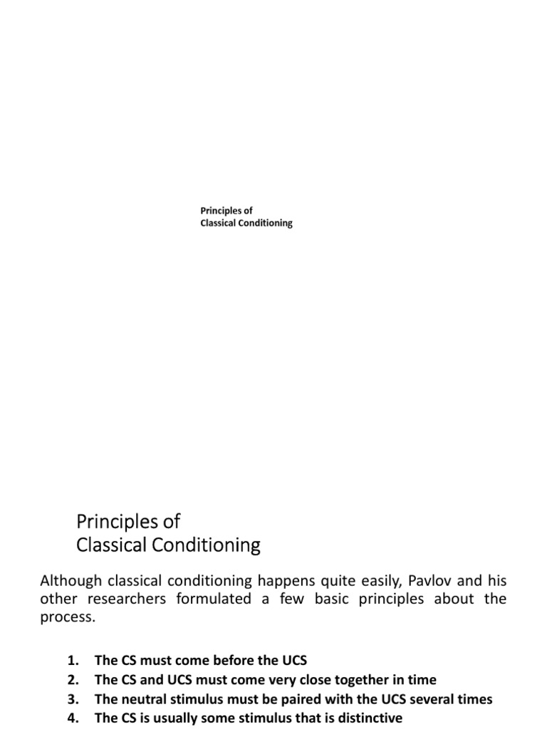 What Are The Basic Principles Of Classical Conditioning