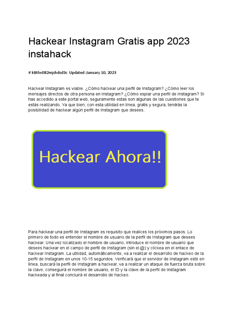 Hackear Instagram Gratis App 2023 Instahack PDF Autenticación