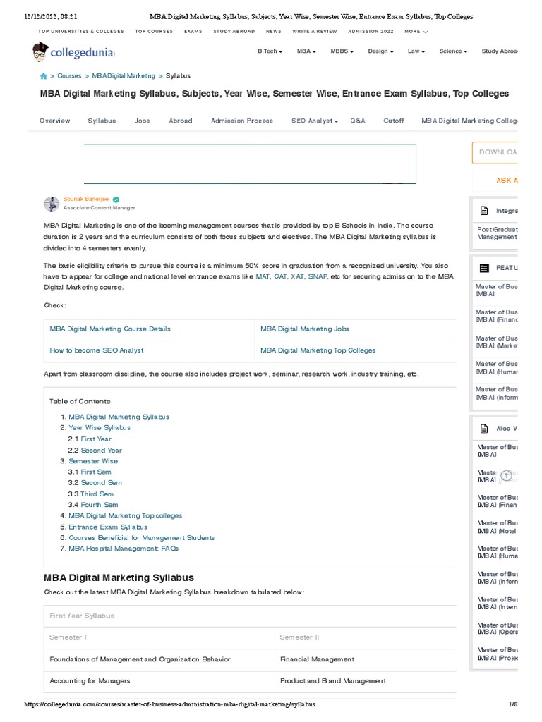 MBA Digital Marketing Syllabus Overview | PDF | Search Engine Marketing ...