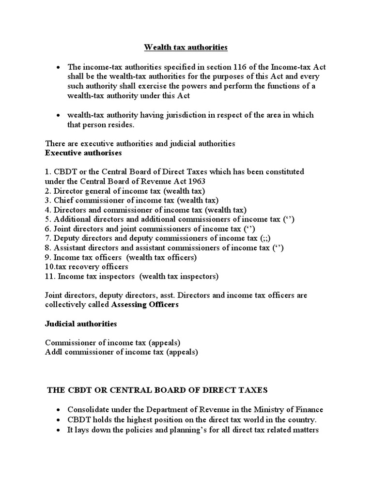 Wealth Tax Authorities and Their Powers | PDF | Taxes | Income Tax In India