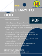We Are Looking For Secretary To Bod
