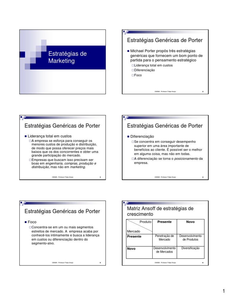 Estratégias de Marketing e Porter | PDF | Produto (negócios) | Mercado ...